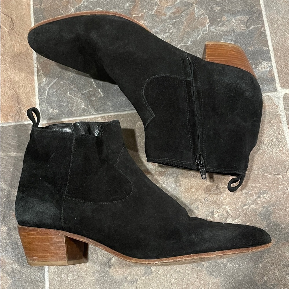 IRO Black Ankle Booties with Brown Heel